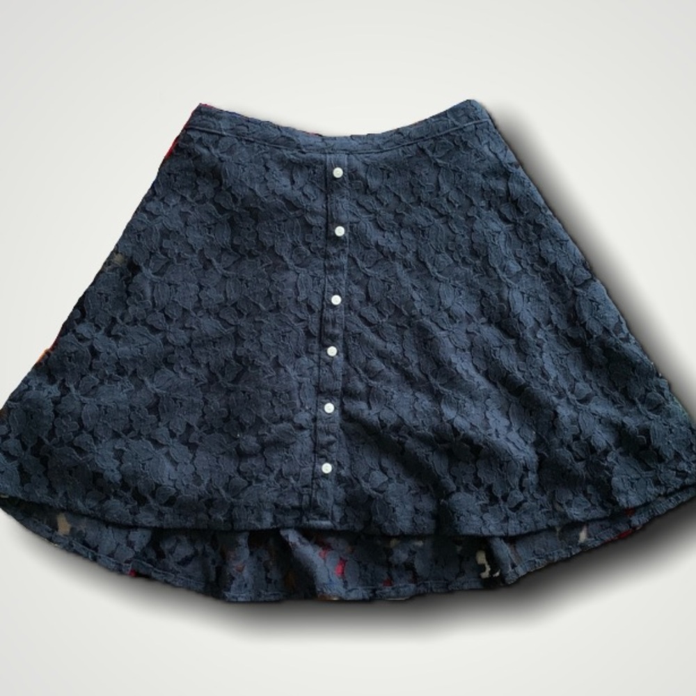 A&F Navy Blue A-line Lace Skirt